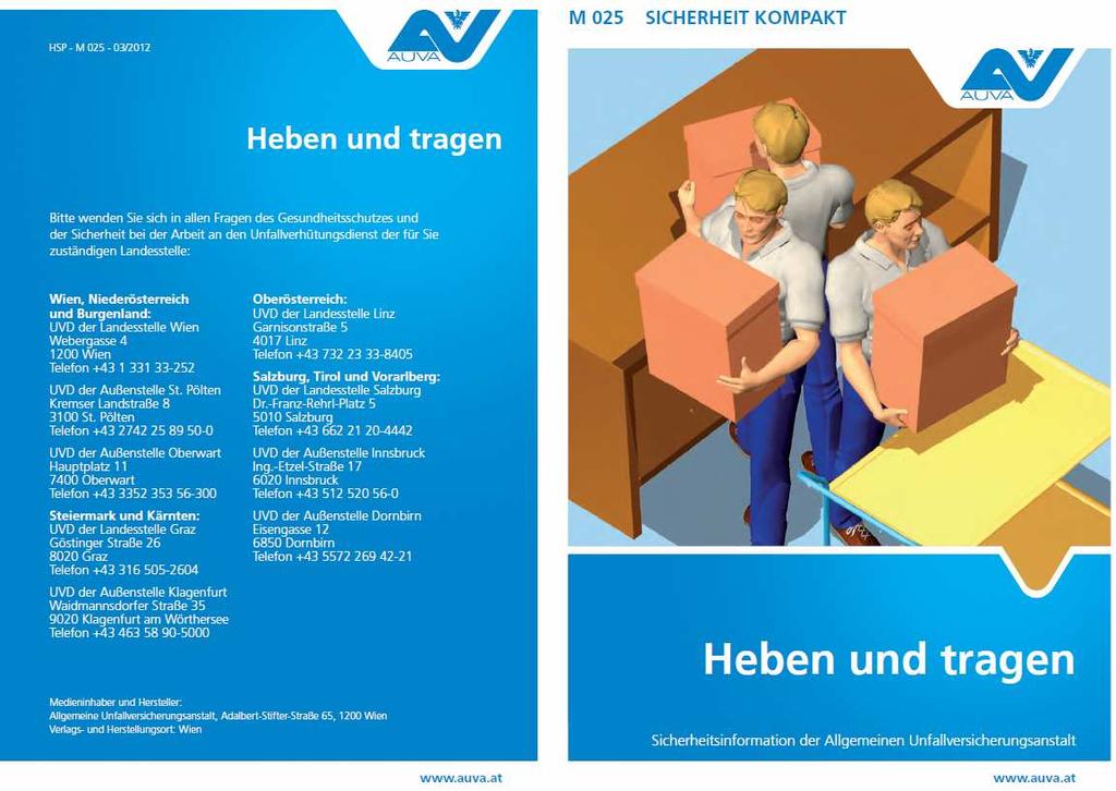 Heben und Tragen: Maßnahmen umsetzen Broschüre der AUVA (Webpage DAS)