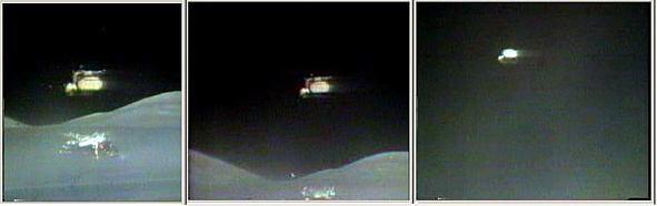 6 Eugen J. Winkler / Fremde Welten - Der Erdmond Zum Schluß noch 3 Bilder aus einem Video, wo die Kapsel vom Mond wieder startet. Wer hat denn hier die Kamera nachgeführt?