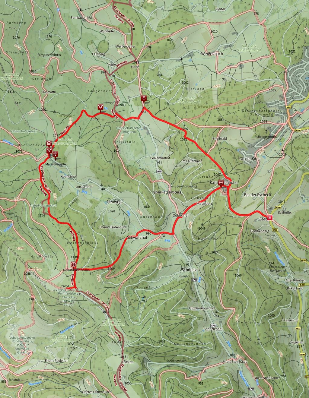 11.6 km 3:15 h 330 m 330 m SCHWIERIGKEIT mittel Kartengrundlagen: outdooractive Kartografie; Deutschland: Geoinformationen Vermessungsverwaltungen der Bundesländer und BKG (www.bkg.bund.