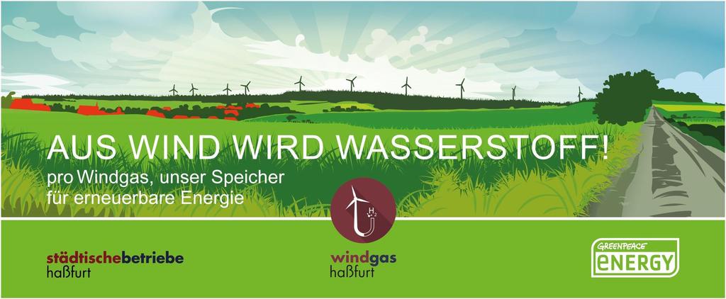 Stadtwerke Haßfurt: 195% Strombedarfsdeckung (Wind, PV, Biogas, KWK) Stromüberschuss wird in Wasserstoff gespeichert Stromkunden können mit