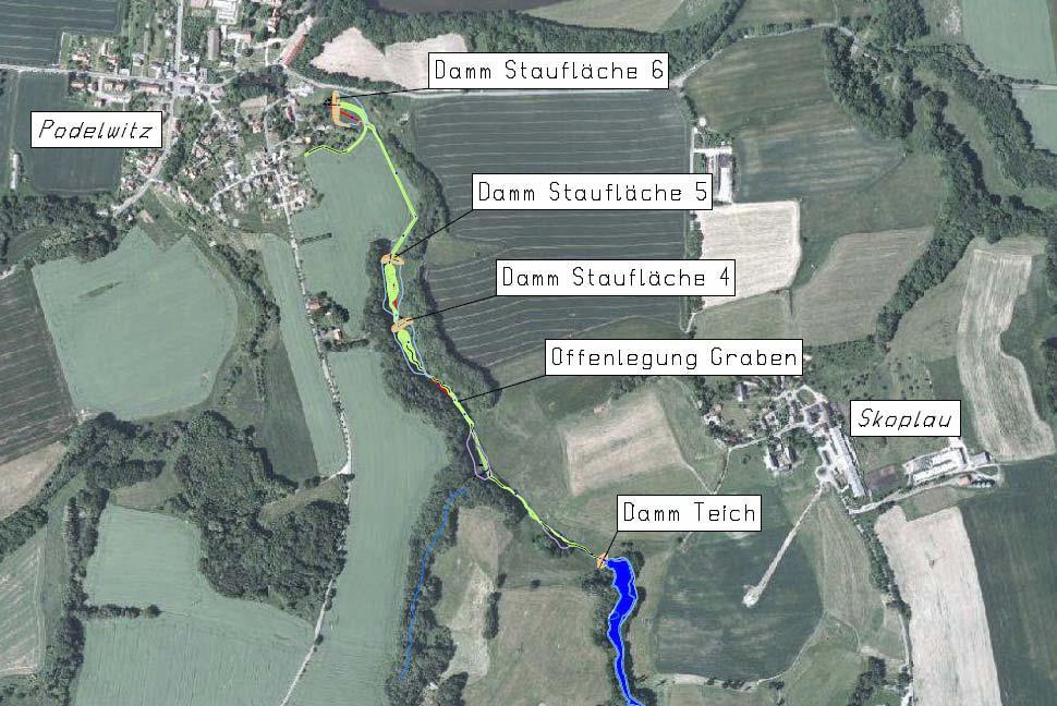 Ausschnitt aus der Übersichtskarte des Landschaftsplanes (Quelle: Teilnehmergemeinschaft Zschadraß (Hochwasser-) Muldedörfer) Der Ziegengrund hat ein Einzugsgebiet von rund 137 Hektar.