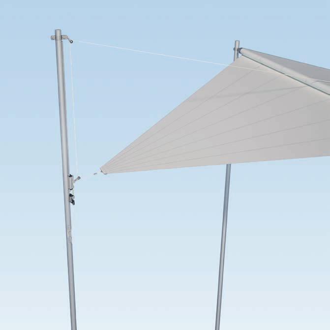 Optionale Höhenverstellung Für Sonea S2 und S3 erhältlich Ermöglicht das Absenken des Tuchs auf einer Seite Optimaler Schutz bei tiefstehender Sonne Flexibel verschatten: Sonnensegel Sonea S2 Die