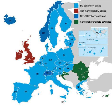 Auf die angefügte kartographische Darstellung von Schengen- und EU-Staaten wird besonders hingewiesen. KARTE DES SCHENGENRAUMES Europäische Kommission 2.
