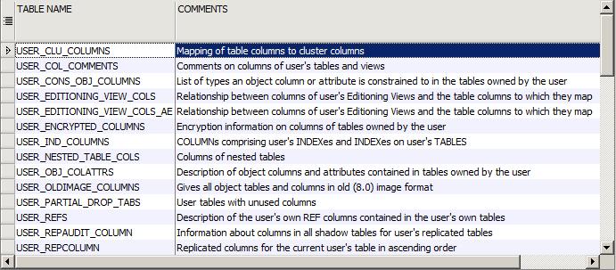 Data-Dictionary von Oracle Übersicht über Data-Dictionary ist die Tabelle DICTIONARY Beispiel: select * from