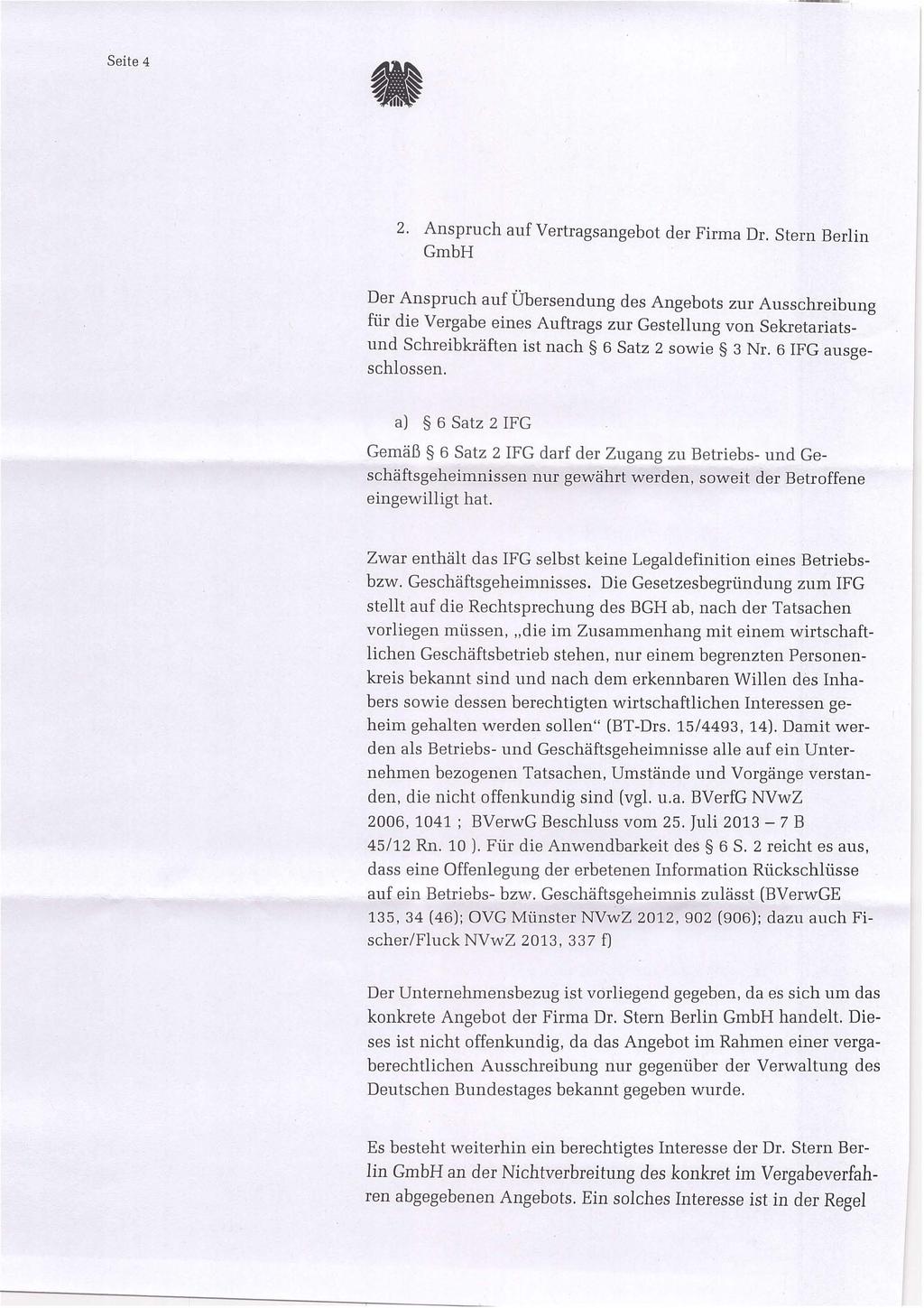 Seite 4 2. Anspruch auf Vertragsangebot der Firma Dr.