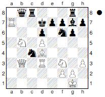 e4 a4 17.Dc2 Sf4 18.Lf1 g5 19.Dc5 f5 Fatalibekova,E (2255)-Khmiadashvili,T (2245) Rowy 2000 (47)] 5...Sh6 6.Ld3 0-0 7.De2 f6 8.Sbd2 Sf7 9.h3 e5 Au weia! 10.Lg3 e4 11.Sxe4 dxe4 12.Lxe4 Le6 13.