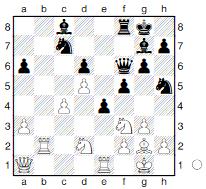 Sxe5 fxe4 16.Sg6 Df7 17.Sxf8 Sxf8 18.Dxe4 Le6 19.b3 Td8 20.Tcd1 b5 21.Dh4 Td7 22.d5 cxd5 23.cxb5 Lf5 24.Dd4 Petrosian,A (2490)-Lukin,A (2445) Daugavpils 1989 ½- ½; B: 9...Te8 10.0-0 h6 11.Se5 Sxe5 12.