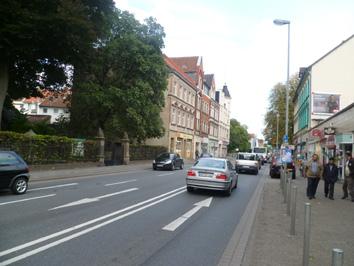 Abbildung 10: Deisterallee und Deisterstraße als Teil der Straßenführung mit Empfehlungen zur Koordinierung der Lichtsignalanlagen auf einem Geschwindigkeitsniveau unter 50 km/h Empfehlungen zur