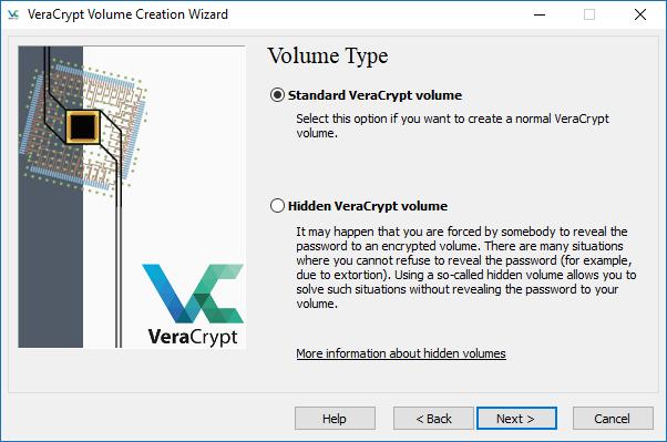 VeraCrypt Volume Creation Wizard Create an encrypted file container Volume
