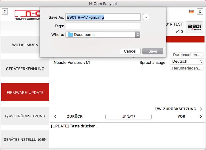 Abbildung 12 Die.img -Datei erscheint nun im Feld Zu aktualisierende Firmware.