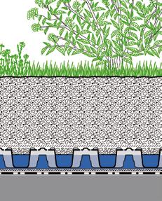 Systemaufbau Dachgarten Kurzbeschreibung: Multifunktioneller Begrünungsaufbau mit hoher Wasserspeicherung; für Rasen, Stauden und