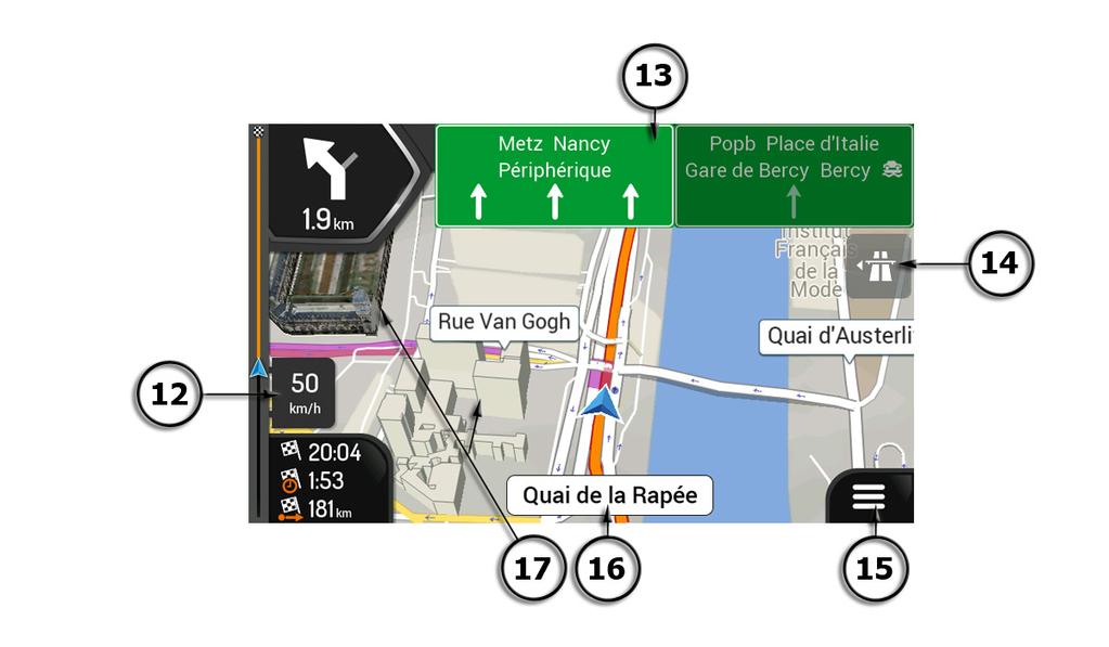 Ähnlich wie bei den Straßenkarten aus Papier sind im 2D-Modus der digitalen Karten alle Arten von Straßen zu sehen. Erhöhungen werden farbig angezeigt.
