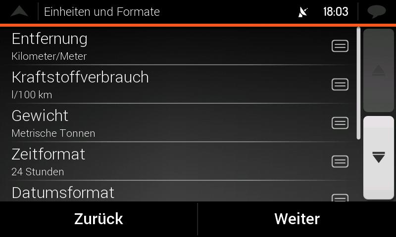 Tippen Sie auf, um fortzufahren. 5. Ändern Sie ggf. das Zeitformat und die verwendeten Einheiten.