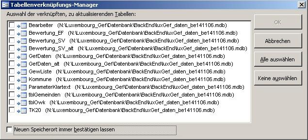 Wählen Sie die Backend-Datenbank (Dateibaum - gef_daten_be.
