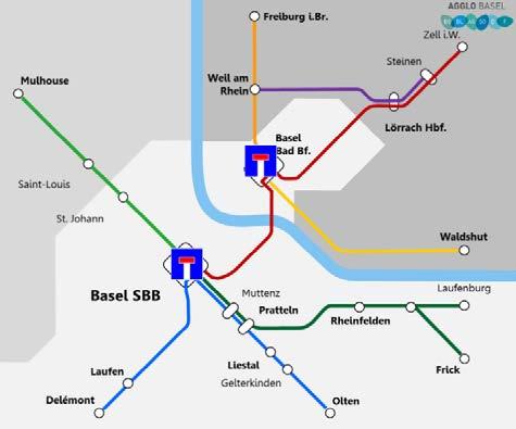 64 Herzstück trinationale S-Bahn Basel Für den Horizont 2030 sieht die Planungsregion Nordwestschweiz für das Angebot der S-Bahn einen Quantensprung vor: Attraktives trinationales S-Bahn-System mit