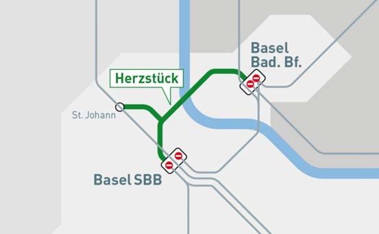 S-Bahn Basel heute S-Bahn Basel 2030 Abbildung 27: Angebotskonzept S-Bahn Basel heute und 2030 Zur Umsetzung der Angebotsvorstellungen 2030 zur S-Bahn Basel ist das Herzstück die zentrale