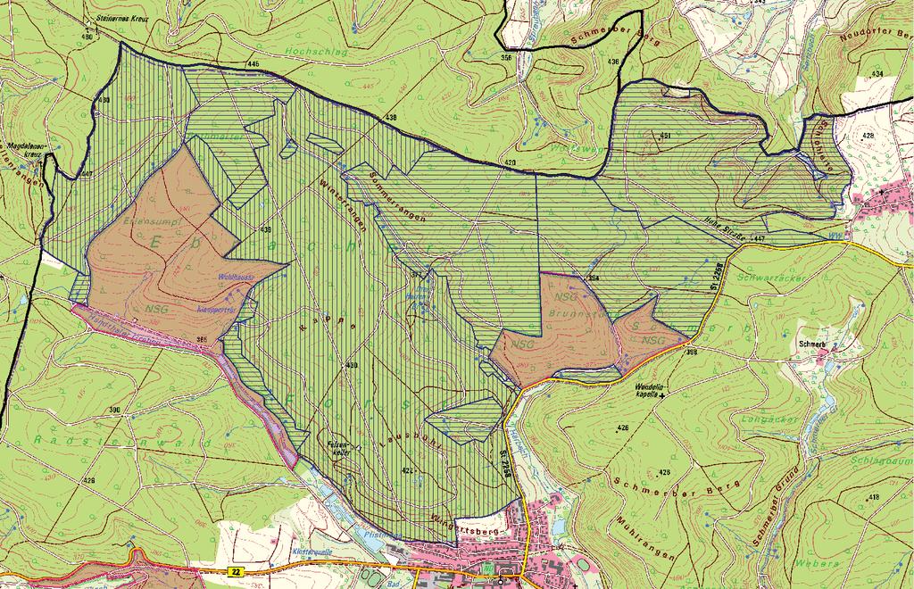 Fachlich korrekte Abgrenzung des GLB anhand historischer und aktueller Grenzen Landkreis Schweinfurt Bürgerwald