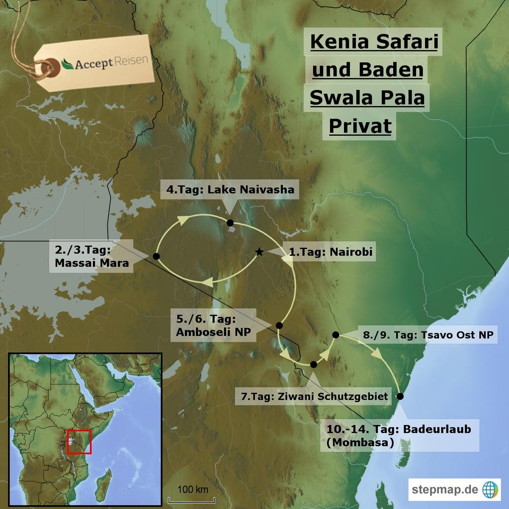 Beiinkludiert dieser 14tägigen Reise nach Kenia Safari und Baden am Indischen Ozean kombinieren: die Rundreise im Safarijeep führt Sie nach Nairobi sowie in die berühmten Nationalparks des Landes wie