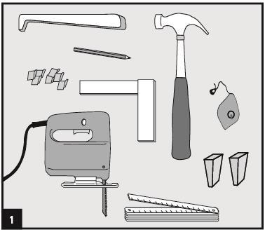Vorbereitung und Eignungsprüfung [1] Benötigte Werkzeuge: Stichsäge, Winkel, Zugeisen,