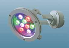 -Nr: 456798 RGB-Strahler für den Außenbereich LED-Leuchte mit 3 x 3 Farb-LED und optischer Linse 10 oder 30. Nennleistung: 11,7 W.