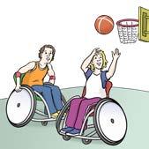 2. Behinderten-Sport Sie können aber auch nur mit Menschen mit Behinderung Sport machen. Es gibt Sport-Vereine und Sport-Angebote nur für Menschen mit Behinderung. Zum Beispiel: Rollstuhl-Basketball.