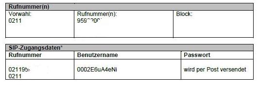 Auf dieser Seite werden die von Ecotel übermittelten Daten eingegeben.