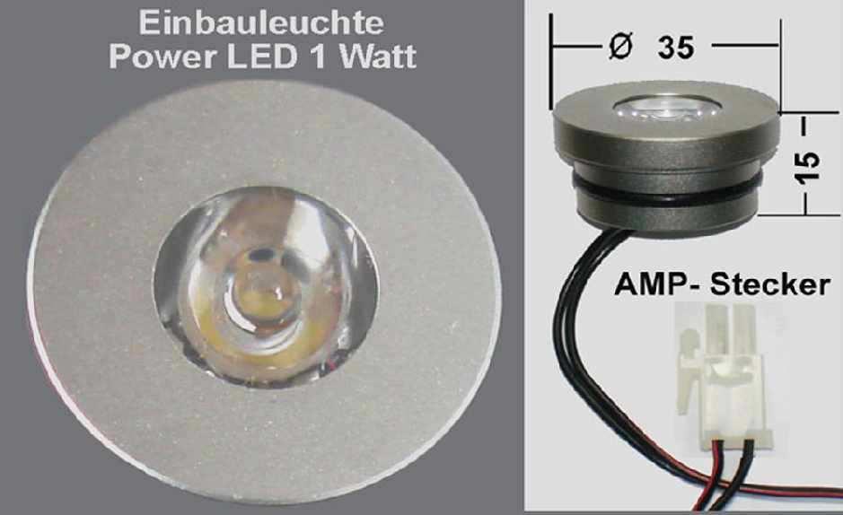 (350 ma) Power LED Spot - Fixierung mit Gummiring Außen Ø 36 mm Bohrloch: 27 mm