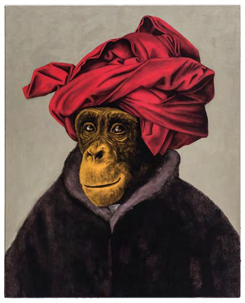Le Singe Peintre XI, 2017 100 x 80 cm, Acryl auf Leinen Stefan à Wengen Le Singe Peintre Im Jahre 1740 malte Jean Baptiste Siméon Chardin ein kleines Bildchen* von einem Affen hier ein solcher der
