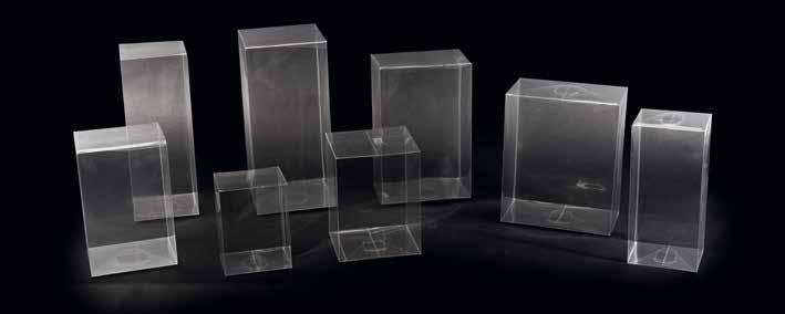 Transparente Verpackungen emballages transparents 47 Klarsichtfaltschachteln boîtes transparente livrer à plat Stulpschachteln inkl. Alu-Goldkarton boîtes deux pièces incl.
