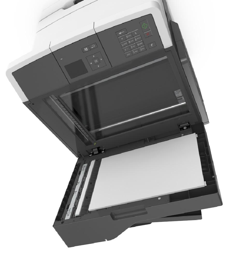 Wartung des Druckers 135 Reinigen des Scannerglases Reinigen Sie das Scannerglas, wenn es zu Problemen mit der Druckqualität wie
