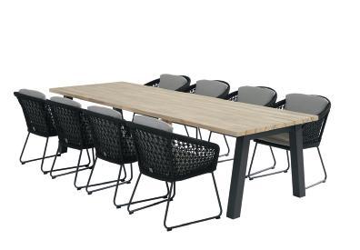 Kissen, 1x Teak Tisch ø 130 cm Dining Sessel inkl.