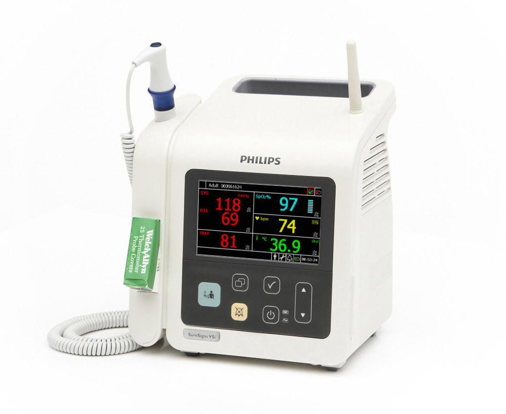 SureSigns VSi Vitalparameter-Monitor Technisches Datenblatt Der SureSigns VSi ist ein Vitalparameter-Monitor, der den Blutdruck, die Pulsfrequenz, die Sauerstoffsättigung (SpO 2 ) und die Temperatur