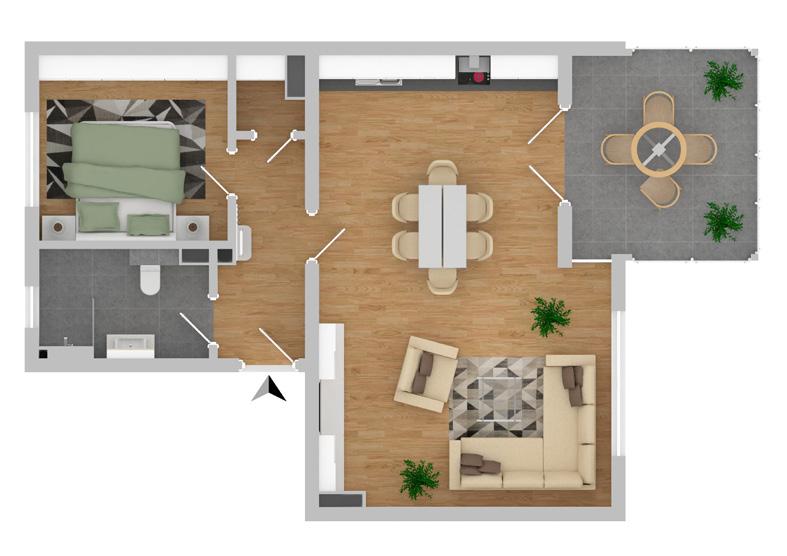 offener Wohnküche Wohnungstyp 8 Wohnfläche