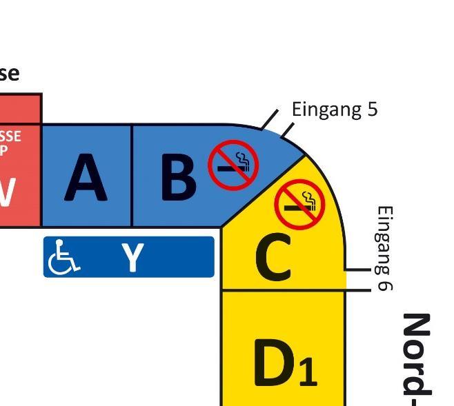 Ü B E R S I C H T - G Ä S T E P L Ä T Z E Block Y: Rollstuhlstellplätze Block A, Reihe 1: Sehbehindertenplätz Öffnungszeiten des Stadions: Das Stadion öffnet 90 Minuten vor Spielbeginn.