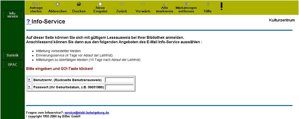 Anleitung zum Erinnerungsservice der Stadtbibliothek Ludwigsburg Oktober 2013