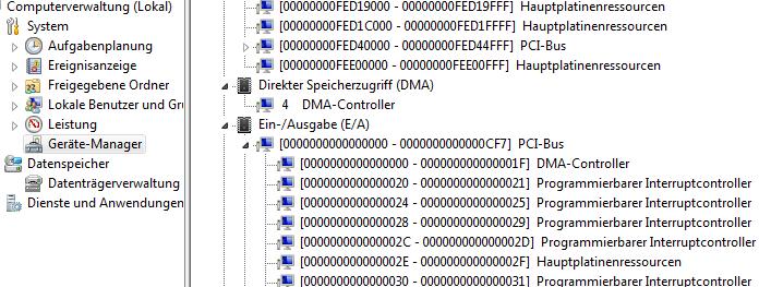 DMA / E-A / IRQ Direct Memory Access (DMA) PCI-DMA Die PCI-DMA-Aktionen verlaufen für den Anwender