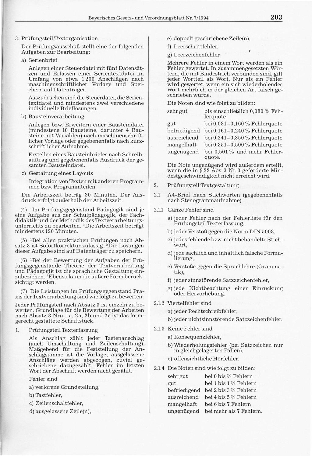 Bayerisches Gesetz- und Verordnungsblatt Nr. 7/1994 203 3.
