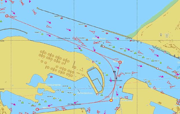 Belastung des AIS-Netzes Jedes Symbol stellt 1 Schiff dar Port of Rotterdam - Maasflakte 3 x 5 km = 15 km 2 : 35 Schiffe