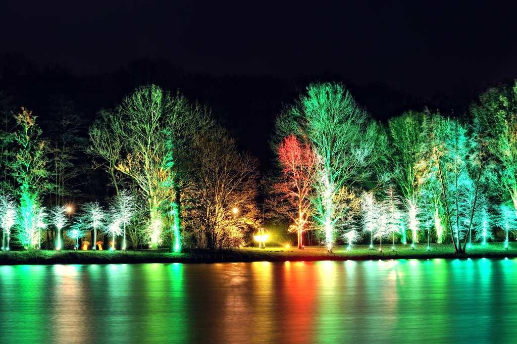 Lichterspektaktel am Mühlensee Aktuell erstrahlt im Oelder Vier-Jahreszeiten-Park die Umgebung vom Mühlensee in bunten Farben.