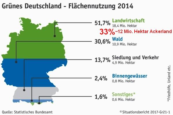 Das entspricht einem Drittel der Landfläche in Deutschland. Auf rund 2,6 Millionen ha davon wird inzwischen Mais angebaut. Das entspricht ca.