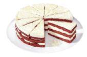 104342 1800 g Red Velvet Torte Drei lockere Muffinböden werden durch eine Schicht cremiger Frischkäse-Sahne bedeckt. Knackige Schokorondis machen diesen samtigen Gaumenschaums zu einem Erlebnis. Art.