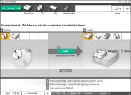 Verwalte vo Audiodateie mit SoicStage Aufzeiche eier CD Sie köe z.b. Sogs vo Audio-CDs aufzeiche ud i Wiedergabeliste vo SoicStage importiere.