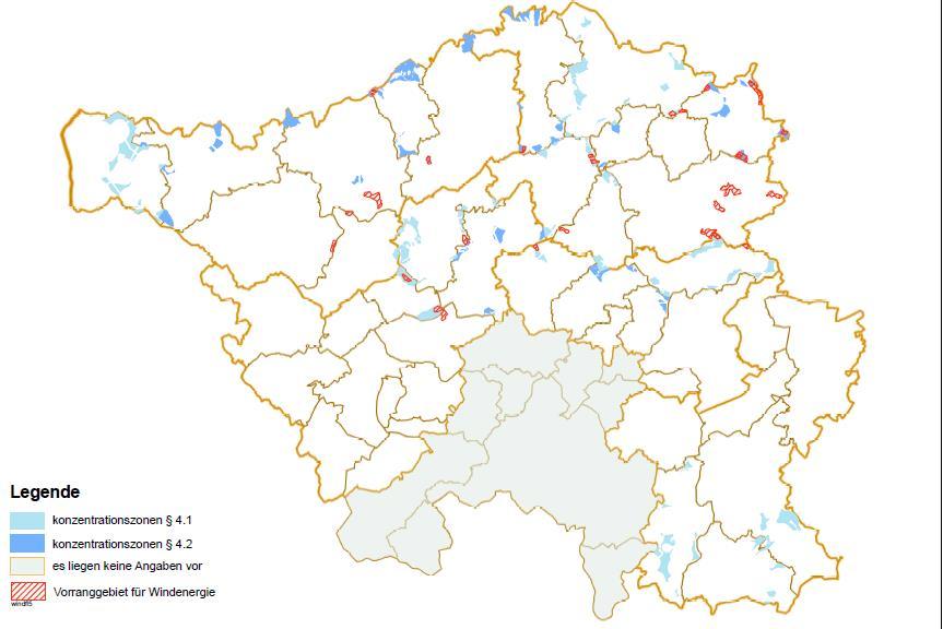 Stand der Verfahren (März 2013) Flächennutzungsplan(änderung) Wind 36 Gemeinden befinden sich im