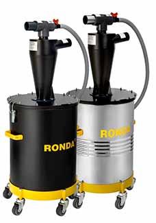 Die Standardversion RONDA F-0P ist mit Kunststoffbehälter, wogegen die CF-0A Version mit inem Metallbehälter ausgestattet ist, um statische Elektrizität zu verhindern.