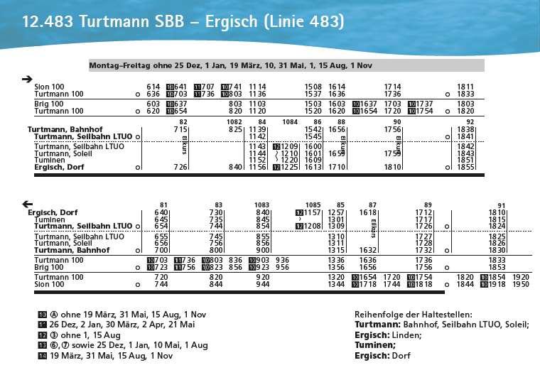 Fahrplan Bus Turtmann SBB -
