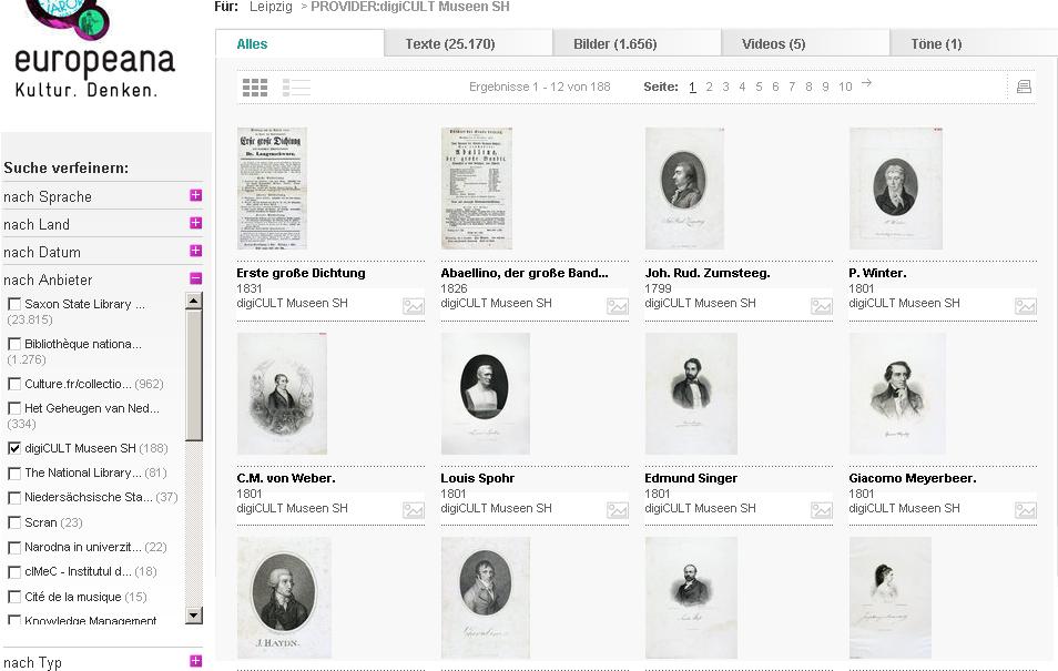 Europeana (European Digital Library): gleiche Quellen J.