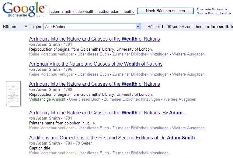 Google Buchsuche: Adam Smith J.