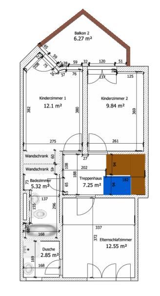 Raumprogramm Ihre vier Wände Oberer Bereich (ohne Balkon) 58.8 m 2 Eingangsbereich 2.