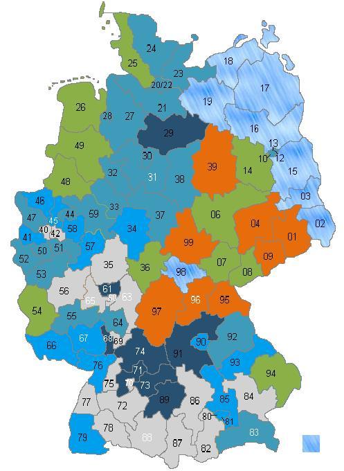 C. INGENIEURGEHÄLTER IN DEUTSCHLAND 2018 - JAHRESGEHÄLTER DER INGENIEURE NACH REGIONEN Brutto-Jahresentgelt der Ingenieure nach PLZ-Gebieten (PLZ des Arbeitsplatzes) Die Gehaltsangaben der Ingenieure