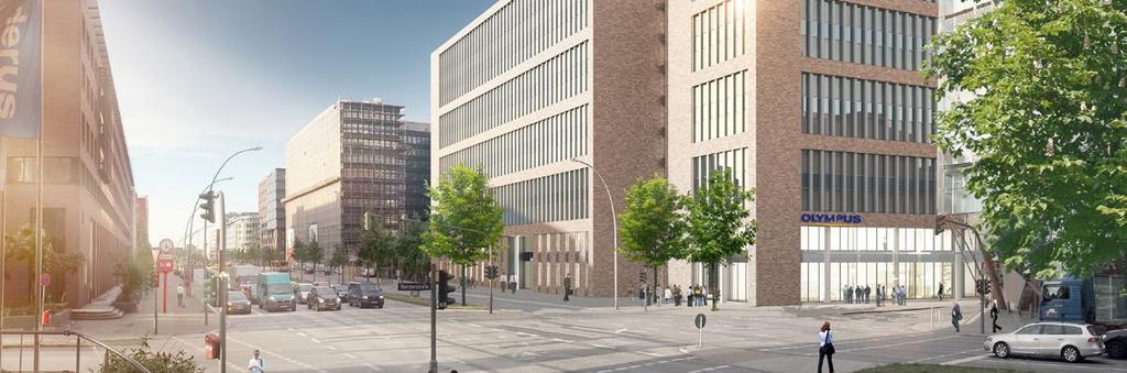 Olympus Campus, Hamburg INNERE RUHEZONEN Konzept Vier unterschiedlich gestaltete Innenhöfe bilden einen beruhigenden Kontrast zur verkehrsbetonten Adresslage des Gebäudekomplexes an einer